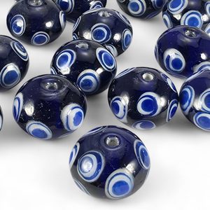 Celtic glass bead, blue