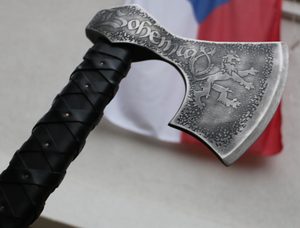 BOHEMIA - Axe, etched with leather