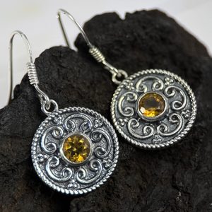 NATURA, silver earrings, citrine , Ag 925/1000