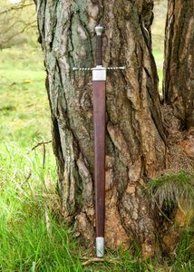 Medieval one-and-a-half-handed sword with a scabbard, blunted