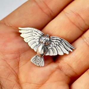 ATHENE NOCTUA, sterling silver little OWL pendant, small