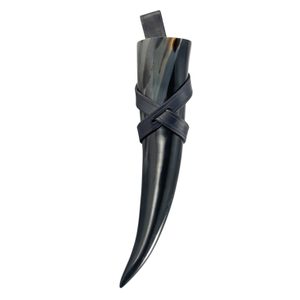 Support en cuir pour corne à boire, universel - noir