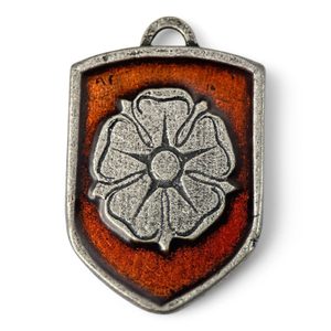 Rose of Rosenberg, medieval coat of arms in shield, zinc, enamel