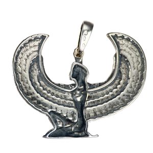 WINGED ISIS, Egyptian Goddess, silver pendant