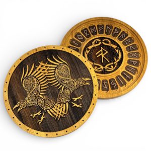 HUGINN and MUNINN - WOODEN RUNES FUTHARK SET