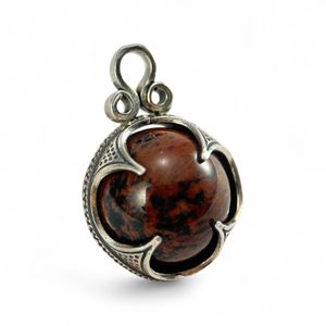 Jasper - black and red, Viking pendant, Gotland, silver 925/1000