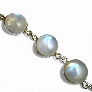 Rainbow moonstone, silver bracelet Ag 925/1000