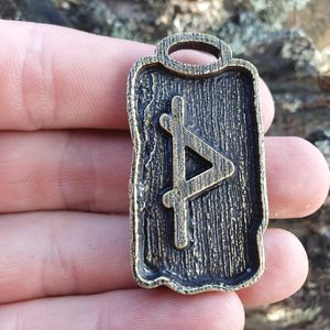 Thurisaz - Rune Pendant zinc ant. brass