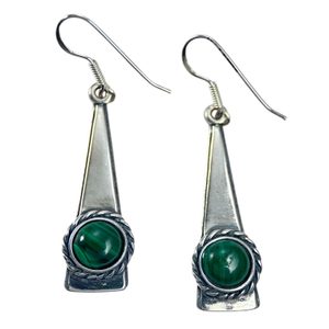 TRIANGLE - boucles d'oreilles en argent avec malachite, Ag 925