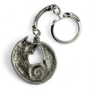 Celtic fox keychain, zinc antique silver