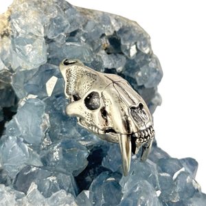 SABRETOOTH TIGER, machairodus - smilodon, large neck pendant, Ag 925, 26g