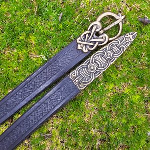 BORRE Wikinger Gürtel verziert, schwarz, altmessing