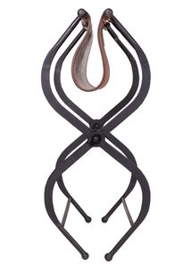 Folding Roman chair, metal and leather