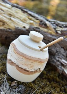 Birch box for salt and spoons