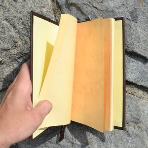 Bookbinding in leather, with semi-precious stone