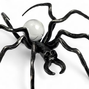 BLACK WIDOW, forged spider figure with glass