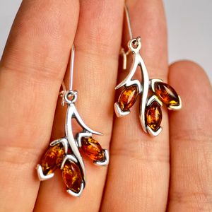 RENIA, boucles d'oreilles en ambre, argent