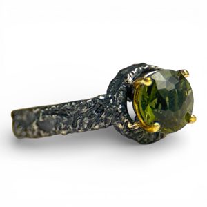 KRUMAU, moldavite, silver ring, Ag 925/1000