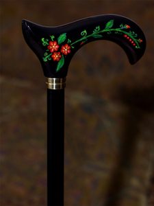 ROSE - FOLK ART - WALKING STICK, CANE - BLACK - WALKING CANES{% if kategorie.adresa_nazvy[0] != zbozi.kategorie.nazev %} - WOOD{% endif %}