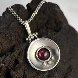 ORBIT, silver pendant, garnet