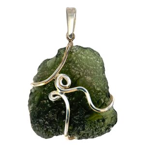 OBERUS, pendentif en argent, Moldavite Ag 925