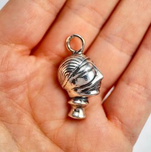 Celtic head, silver, pendant