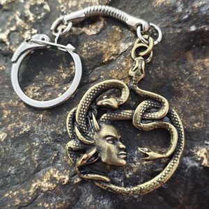 MEDUSA, porte-clés, zinc, argent antique