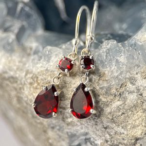 KYANE, boucles d'oreilles en argent, grenat, Ag 925/1000