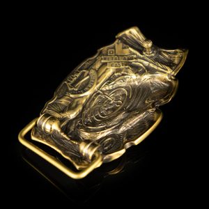 Catfish, fishing belt buckle, brass