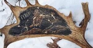 PERUN, engraved antler