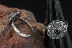 SLAVIC RING with GARNET