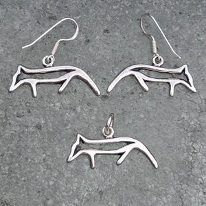 GUMPI, Sámi wolf, silver earrings, Ag 925/1000