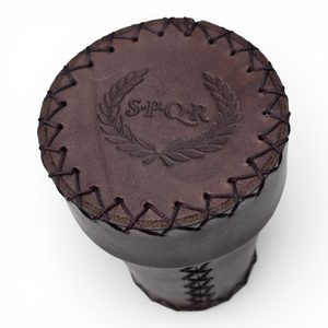 Cup and dice set 6x, SPQR brown