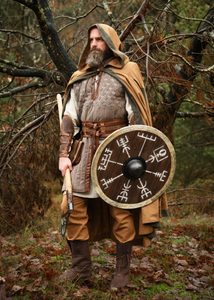Viking Shield Vegvísir with Rawhide Edging, 60 cm