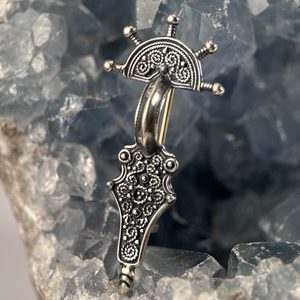 Early Medieval FIBULA, sterling silver brooch