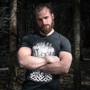 VELES, Slawisches Herren-T-Shirt Naav, schwarz-weiß