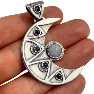 LUNA-Anhänger, Iolith und Mondstein, Silber 925 11g