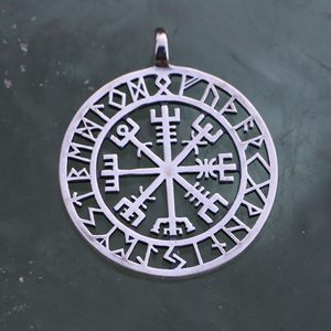 VEGVÍSIR - Icelandic compass, earrings and pendant, silver