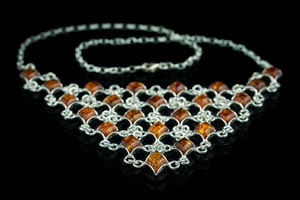 REGINA, collier, ambre, argent