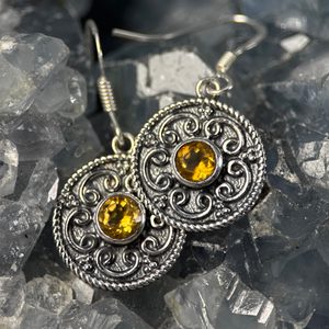 NATURA, silver earrings, citrine , Ag 925/1000