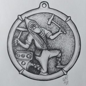 Medieval miner - Kuttenberg, Bohemia, pendant, ant.brass
