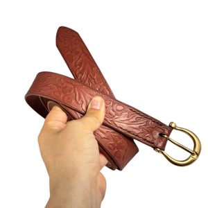 QUERCUS, Leather Belt with oak leaves, braun, bronze