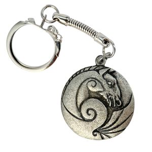 Celtic horse keychain, zinc antique silver