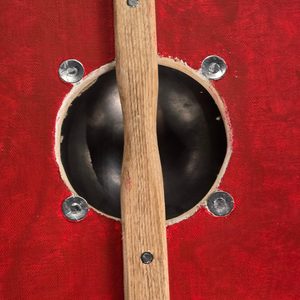Painted Viking shield, plywood, linen, leather