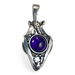 AMALIE, Art Nouveau jewellery, silver pendant with amethyst, Ag 925