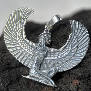 WINGED ISIS, Egyptian Goddess, silver pendant