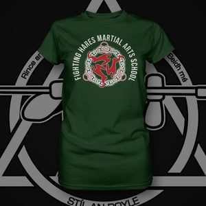 Fighting Hares, green women's t-shirt