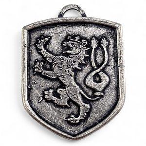 CZECH LION, medieval coat of arms in shield, zinc