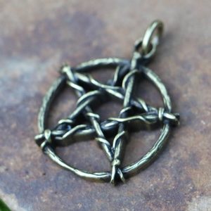 PENTAGRAM pendant in zinc, antique brass