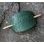 RED POPPY, leather hair clip, green